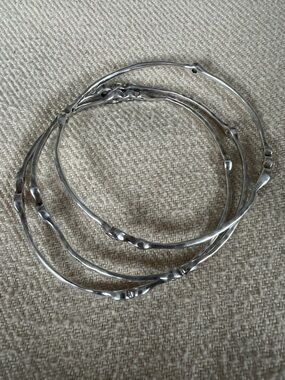 Silver Tone Women's Textured Bangle Set